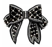 Mipcase Fermaglio per Chioma Fiocco Nero e Perla, Forcina Decorativa Chic da Donna per Matrimoni, Feste e Uso Quotidiano, Accessorio Elegante per Acconciature Mezzo su Mezzo Giù