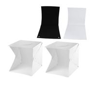 Mipcase Light Box Fotografia LED 30Cm con 2 Sfondi Nero e Bianco Scatola Luminosa Portatile per Foto di Gioielli e Piccoli Oggetti Kit Studio Fotografico con Luce Morbida Integrata