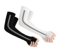 Mipcase Maniche Protezione Solare Ice Silk 4 Pezzi 1 Paio Nero 1 Paio Bianco Maniche Rinfrescanti Unisex Protezione UV per Ciclismo e Sport Outdoor