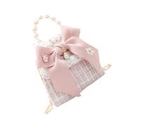 Mipcase Mini Borsa a Tracolla Per Ragazzo Ragazza Rosa Fiocco e Perle, 12x12x7.5cm, Borsa Portaoggetti Per Spiaggia e Shopping