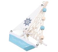 Mipcase Ornamenti Minibarca a Vela Villetta Ornamento per Barca da Tavolo Scrivania Rustico di Barca Decorazione della Barca a Vela Nautico Marino di Legno Sky-Blue