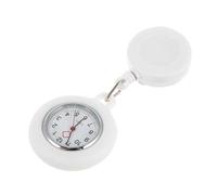 Mipcase Orologio da Tasca per Infermiera Clip Retrattile in Silicone Bianco, Quadrante Grande, Resistente e Pratico per Divisa Infermieri e Uso Professionale