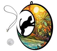 Mipcase Pendaglio Gatto sulla Mezzaluna in Acrilico per Finestra e Parete | Decorazione Artistica per Stanza e Giardino, Pulita e Resistente allo Sbiadimento, Appesa Stile