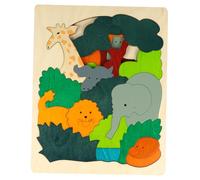 Mipcase Puzzle Didattico in Legno per Bambini Educativo a Forma Animali 5 Strati per Sviluppare la Coordinazione Occhio-Mano Sicuro e Resistente Prima