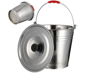 Mipcase Secchio per Latte in Acciaio Inossidabile con Coperchio, Design Monopezzo, Manico Ergonomico, per Pascoli e Uso Domestico, Pratico e Resistente