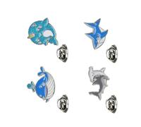 Mipcase Set 4 Spille a Forma di Animale Marino in Lega di Zinco Spilla Decorativa Creativa a Forma di Delfino Squalo e Balena Mini Spilla Leggera per Ragazze Accessorio Moda per