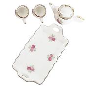 Mipcase Set Da Tè in Miniatura Per Bambine Teiera e Tazze in Accessorio Decorativo Per Case Delle Bambole Per Giochi Finzione