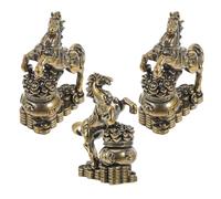 Mipcase Set di 3 Statuette di Cavallo in Ottone Dorato, Decorazioni Feng Shui Compatte e Artigianali la Casa, Simbolo di Successo e Prosperità Nell'anno Cinese del Cavallo