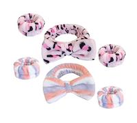 Mipcase Set Di Fasce Per Lavaggio Del Viso e Braccialetti in Peluche 6 Pezzi Design a Morbide e Delicate Sulla Pelle Adatte Per Spa e Trucco Per Donne e Ragazze