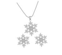 Mipcase Set di Gioielli da Sposa Collana e Orecchini a Fiocco di Neve in Cristallo, Completo Luminoso per Cerimonie e Occasioni Formali, Accessori Eleganti per Donna
