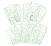 Mipcase Set di Righelli Geometrici in Plastica Verde Forme per Disegno Artistico e Misurazione, Completo di Sacchetto Portaoggetti, per Studenti e Ufficio