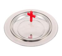 Mipcase Set Vassoio per la Comunione in Acciaio Inox 304 con Coperchio in Vetro Rosso Piatto per Servire Pane e Vino per Cerimonie Religiose Adatto per Prima Comunione e Battesimo