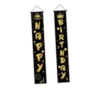 Mipcase Striscione da Porta per Compleanno Nero e Oro Bandiera Decorativa per Porta D’Ingresso Veranda e Finestre Design Creativo Distico Riutilizzabile per Feste e Decorazioni Casa