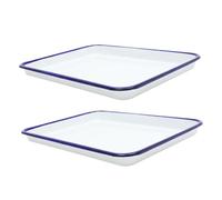 Mipcase Teglia Rettangolare Smaltata 2 Pezzi 26X18Cm Teglia da Forno per Torte e Pizza Design Multifunzionale per Cucina Alta Conduttività Termica Facile da