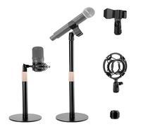 Mippko Supporto per microfono da tavolo, altezza regolabile del supporto per microfono, rotazione di 180° universale e antiurto 2 clip per microfono, da una femmina da 3/8"-16 a 5/8"-27 maschio