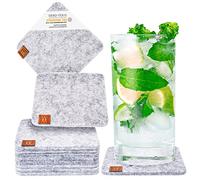 MIQIO® Design - Sottobicchieri in Feltro in Stile Scandi con Applicazione in Pelle- Set da 10 (lavabile)