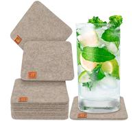 Miqio® Design Sottobicchieri in feltro rotondi o angolari per bicchieri | Sottobicchieri sostenibili Oekotex in feltro per bicchieri | 10 sottobicchieri per bevande, candele, tazze, bar, bicchieri |