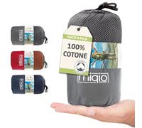 Miqio sacco a pelo in Cotone, lenzuolo da viaggio 2 in 1, XL, con cerniera intera (accoppiabile), sacco a pelo da viaggio ultra piccolo e ultra leggero - ideale per backpacking e cabine