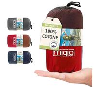 Miqio sacco a pelo in Cotone, lenzuolo da viaggio 2 in 1, XL, con cerniera intera (accoppiabile), sacco a pelo da viaggio ultra piccolo e ultra leggero - ideale per backpacking e cabine