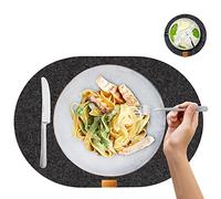 MIQIO® Set di 12 tovagliette in feltro ovale, sostenibili di alta qualità, testato contro la presenza di sostanze nocive, in 100% bottiglie di PET riciclate, 44 x 29 cm, 6 sottobicchieri in feltro
