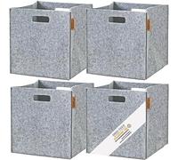 Miqio® Set di 4 contenitori di design, in feltro, 30 x 30 x 30 cm, organizer pieghevole, contenitore per scaffali, inserto Kallax, grigio chiaro