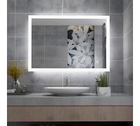 MIQU LED Specchio da bagno 60x50/50x60cm Interruttore Touch Funzione luce bianca(6500K) orizzontale/verticale impermeabile IP44+ Qualità eccellente/per bagno,stanza da letto