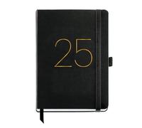 Miquelrius - Agenda 2025, Agenda annuale 155x213 mm, Agenda giorno pagina, copertina flessibile similpelle cucita, chiusura gomma, tasca interna, carta 80 g/m², spagnolo, inglese e portoghese, nero