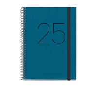 Miquelrius - Agenda 2025, Agenda annuale 155x213 mm, Agenda giorno pagina, copertina riciclata cartone foderato, carta riciclata 100 g/m², chiusura gomma, spagnolo, inglese e portoghese, agenda