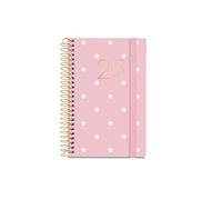 Miquelrius - Agenda 2025, Agenda annuale 80 x 120 mm, Agenda giorno pagina, copertina in cartone foderato plastificato, spirale, chiusura elastica, carta 80 g/m², spagnolo, inglese e portoghese, polka
