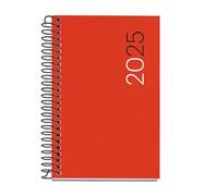 Miquelrius - Agenda 2025, Annuale 80 x 120 mm, Giorno per Pagina, Copertina Flessibile in Polipropilene, Spirale, Carta 80 g/m², Spagnolo, Inglese e Portoghese, Rosso
