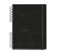 Miquelrius - Agenda 2025, Dimensioni 155 x 213 mm, Agenda settimana per settimana, Copertina in cartone foderato, Carta sostenibile 100 g/m², Chiusura in gomma, Spagnolo, Inglese e Portoghese, Nero