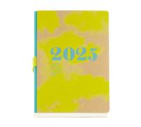 Miquelrius - Agenda 2025, dimensioni 155 x 213 mm, agenda settimana vista, copertina cucita in cartone kraft, carta sostenibile 100 g/m², gomma portapenne, spagnolo, inglese e portoghese, nuvole