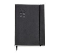 Miquelrius - Agenda 2026 giorno per pagina, Simile A5+ (155 x 213 mm), Pianificazione giornaliera, Copertina flessibile similpelle cucita, Carta 80 g/m², CAT-EN-PT, Nero