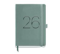 Miquelrius - Agenda 2026 settimana vista, Similar A5+ (155 x 213 mm), pianificazione settimanale, copertina flessibile similpelle cucita, chiusura gomma, tasca interna, carta 80 g/m², ES-IN-PT, verde