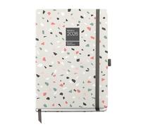 Miquelrius - Agenda 2026 vista settimanale, Similar A5+ (155 x 213 mm), pianificazione settimanale, copertina rigida cartone, spirale, chiusura elastica, carta 80 g/m², ES-EN-PT, Terrazzo