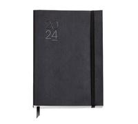 Miquelrius - Agenda annuale 2024, giorno pagina, dimensioni Plus 155 x 213 mm (simile A5), copertina flessibile in similpelle cucita, spagnolo, inglese e portoghese, nero
