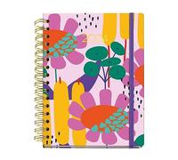 Miquelrius Agenda Annuale 2024 Semana Vista, Formato 155 x 213 mm Simile A5, Copertina Rigida, Rilegatura a Spirale, Chiusura in Gomma, Multilingue, Catalina Aguirre, Fiori Con Stampe in Oro
