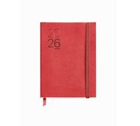 Miquelrius - Agenda giorno per pagina 2026, facile da trasportare (122 x 168 mm), pianificazione giornaliera, copertina flessibile similpelle cucita, carta 80 g/m², ES-EN-PT, rosso