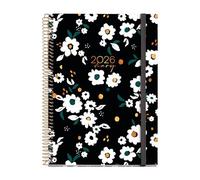 Miquelrius - Agenda giorno per pagina 2026, Similar A5+ (155 x 213 mm), pianificazione giornaliera, copertina rigida cartone, spirale, chiusura elastica, carta 80 g/m², CAT-EN-PT, Noir garden