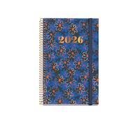 Miquelrius - Agenda giorno per pagina 2026, Similar A6+ (117 x 182 mm), pianificazione giornaliera, copertina rigida cartone, spirale, chiusura elastica, carta 80 g/m², ES-EN-PT, Daisies