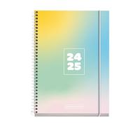Miquelrius - Agenda scolastica 2024-2025, settembre 24 a giugno 25, 117 x 174 mm, agenda giornata, copertina in cartone foderato, agenda 24 25, spirale metallica bianca, spagnola e inglese, anno