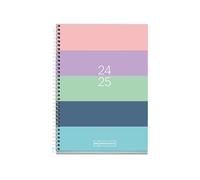 Miquelrius - Agenda scolastica 2024-2025, settembre 24 a giugno 25, 117 x 174 mm, agenda giornata, copertina in cartone foderato, agenda 2024 2025, spirale metallica bianca, catalana e inglese,