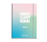 Miquelrius - Agenda scolastica 2024-2025, settembre 24-giugno 25, 117 x 174 mm, agenda settimanale vista, copertina in cartone foderato, agenda 24 25, spirale metallica bianca, catalana e inglese,