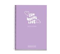 Miquelrius - Agenda scolastica 23-24, da settembre 2023 a giugno 2024, dimensioni 11,7 x 17,4 cm, giorno pagina, Frase Lavanda, Spagnolo-Inglese