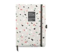 Miquelrius - Agenda settimanale vista 2026, facile da trasportare (122 x 168 mm), pianificazione settimanale, copertina rigida cartone, spirale, chiusura elastica, carta 80 g/m², ES-EN-PT, Terrazzo
