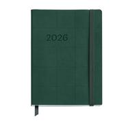 Miquelrius - Agenda settimanale vista 2026, flessibile e facile da trasportare (122 x 168 mm), copertina cucita morbida tipo pelle, carta 80 g/m², pianificazione settimanale, ES-EN-PT, quadri verde