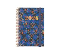 Miquelrius - Agenda settimanale vista 2026, piccola e portatile (80 x 120 mm), pianificazione settimanale, copertina rigida cartone, spirale, chiusura elastica, carta 80 g/m², ES-EN-PT, Daisies