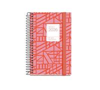 Miquelrius - Agenda settimanale vista 2026, piccola e portatile (80 x 120 mm), pianificazione settimanale, copertina rigida cartone, spirale, chiusura elastica, carta 80 g/m², ES-EN-PT, Baden