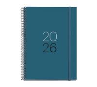 Miquelrius - Agenda settimanale vista 2026, Similar A5+ (155 x 213 mm), copertina in cartone plastificato, spirale e chiusura elastica, pianificazione settimanale, carta 80 g/m², ES-EN-PT, Ocean