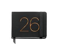 Miquelrius - Agenda settimanale vista 2026, tasca tascabile (105 x 74 mm), pianificazione settimanale, copertina flessibile similpelle, chiusura gomma, tasca interna, carta 80 g/m², CAT-EN-PT, nero